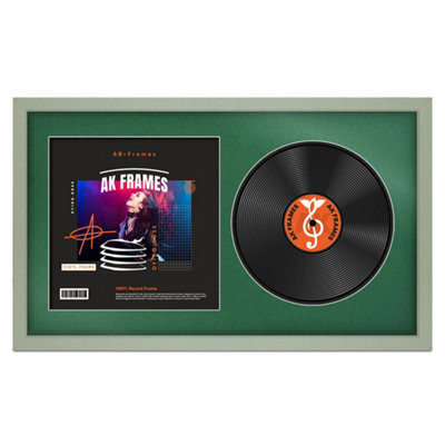 "30X17"" Green Modern Vinyl Record Frame With Emerald Mount For 12 Inch Lp Album Cover & Disc - Ak Frames" - image 1