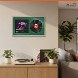 "30X17"" Green Modern Vinyl Record Frame With Emerald Mount For 12 Inch Lp Album Cover & Disc - Ak Frames" - thumbnail 5