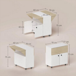 Folding Dining Table, Rolling Drop Leaf Table With Hidden Shelf - thumbnail 2