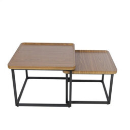 Rectangle Coffee Table Removable Set Of 2 End Table With Metal Leg - thumbnail 1