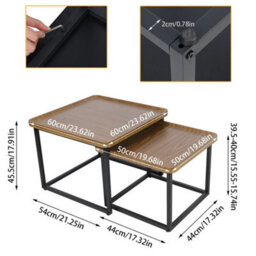 Rectangle Coffee Table Removable Set Of 2 End Table With Metal Leg - thumbnail 2