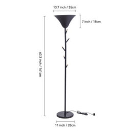 Living And Home 161Cm H Black Metal Floor Lamp For Living Room, Bedroom  Reading Light ,foot Switch E14 - thumbnail 9