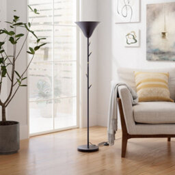 Living And Home 161Cm H Black Metal Floor Lamp For Living Room, Bedroom  Reading Light ,foot Switch E14 - thumbnail 1