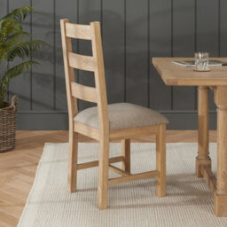 The Furniture Market Cheshire Whitewash Oak Ladder Dining Chair With Natural Fabric Seat - thumbnail 2