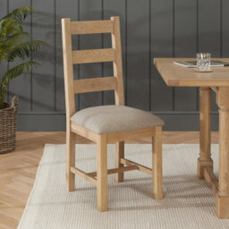 The Furniture Market Cheshire Whitewash Oak Ladder Dining Chair With Natural Fabric Seat - thumbnail 1