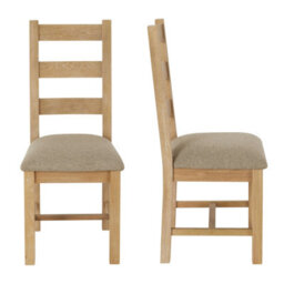 The Furniture Market Cheshire Whitewash Oak Ladder Dining Chair With Natural Fabric Seat - thumbnail 4