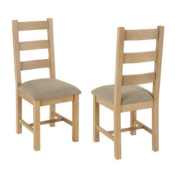 The Furniture Market Cheshire Whitewash Oak Ladder Dining Chair With Natural Fabric Seat - thumbnail 3