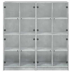 Berkfield Bookcase With Doors Concrete Grey 136X37X142 Cm Engineered Wood - thumbnail 7