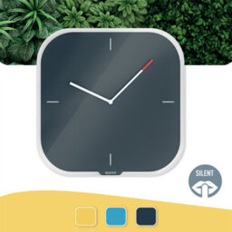 Leitz Cosy Silent Glass Office Bedroom Kitchen Wall Clock Velvet Grey - thumbnail 4