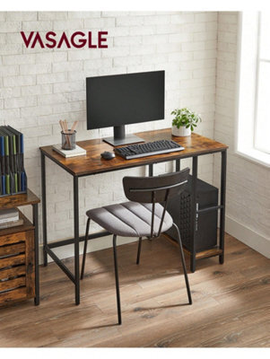 Songmics Vasagle Computer Desk, Writing Desk With 2 Shelves On Left Or Right, Steel Frame, Rustic Brown And Ink Black - image 1