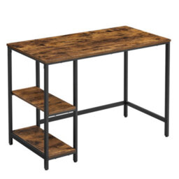 Songmics Vasagle Computer Desk, Writing Desk With 2 Shelves On Left Or Right, Steel Frame, Rustic Brown And Ink Black - thumbnail 6