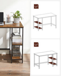 Songmics Vasagle Computer Desk, Writing Desk With 2 Shelves On Left Or Right, Steel Frame, Rustic Brown And Ink Black - thumbnail 9