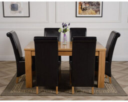 That's Furniture Dakota 152 X 87 Cm Chunky Medium Oak Dining Table And 6 Chairs Dining Set With Montana Black Leather Chairs - thumbnail 2