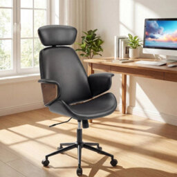Ergonomic Office Chair Headrest Adjustable Height Faux Leather - thumbnail 3