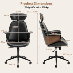 Ergonomic Office Chair Headrest Adjustable Height Faux Leather - thumbnail 2