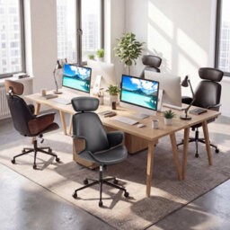 Ergonomic Office Chair Headrest Adjustable Height Faux Leather - thumbnail 4