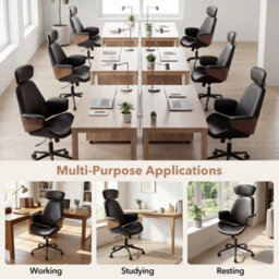 Ergonomic Office Chair Headrest Adjustable Height Faux Leather - thumbnail 6