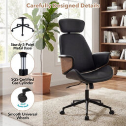 Ergonomic Office Chair Headrest Adjustable Height Faux Leather - thumbnail 5