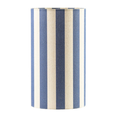 Happy Homewares Amparo Blue And Oatmeal Striped Linen Table Lamp With Fabric Base - image 1