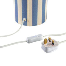 Happy Homewares Amparo Blue And Oatmeal Striped Linen Table Lamp With Fabric Base - thumbnail 4