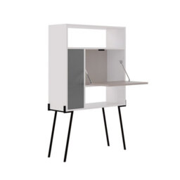 Decortie Tatti Modern Desk White Mocha Grey Anthracite Grey Multipurpose Laptop Modern Desk With Bookcase Width 83.5Cm - thumbnail 8
