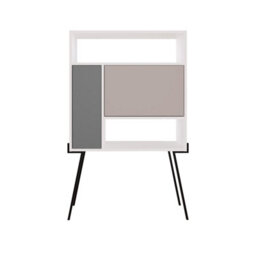 Decortie Tatti Modern Desk White Mocha Grey Anthracite Grey Multipurpose Laptop Modern Desk With Bookcase Width 83.5Cm - thumbnail 2