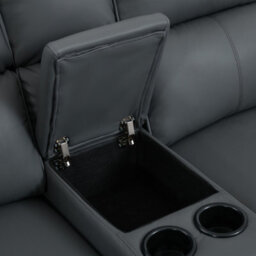 More4Homes Madrid 2 Seater W Console Manual Recliner Air Leather Sofa (Grey) - thumbnail 5