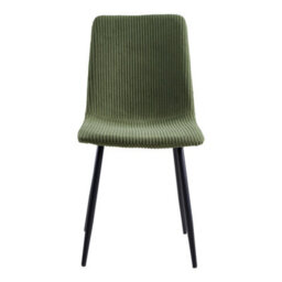 Living And Home Set Of 2 Dark Green Corduroy Upholstered Dining Chairs With Black Metal Legs, 89Cm H - thumbnail 5