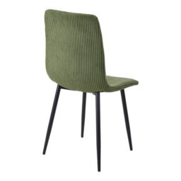 Living And Home Set Of 2 Dark Green Corduroy Upholstered Dining Chairs With Black Metal Legs, 89Cm H - thumbnail 4