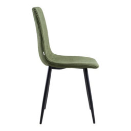 Living And Home Set Of 2 Dark Green Corduroy Upholstered Dining Chairs With Black Metal Legs, 89Cm H - thumbnail 3