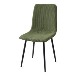 Living And Home Set Of 2 Dark Green Corduroy Upholstered Dining Chairs With Black Metal Legs, 89Cm H - thumbnail 2