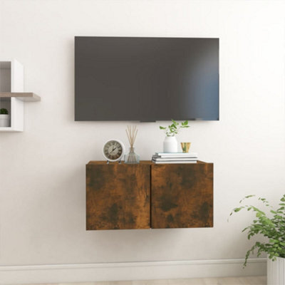 Walplus Hanging Tv Cabinet Smoked Oak 60X30X30 Cm Engineered Wood - image 1
