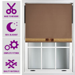 Brown Blackout Roller Blind With Gold Diamante & Brown Bow Free Cut Down Service By Furnished - (W)120Cm X (L)210Cm - thumbnail 1