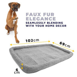 DogCrates+ Grey Faux Fur Dog Bed - Extra Large - thumbnail 2