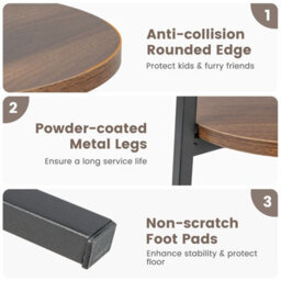 Gainoom Round Side Table Wooden 2-Tier Sofa End Table Beside Accent Table W/ Storage Shelf - thumbnail 4