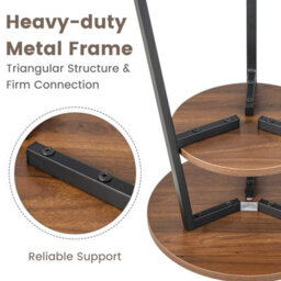 Gainoom Round Side Table Wooden 2-Tier Sofa End Table Beside Accent Table W/ Storage Shelf - thumbnail 7