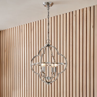 Pacific Lifestyle Amine Chrome Metal 4 Light Fleur De Lys Pendant - image 1
