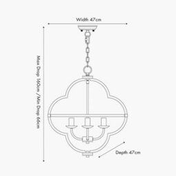 Pacific Lifestyle Amine Chrome Metal 4 Light Fleur De Lys Pendant - thumbnail 2