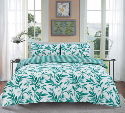 Homes & Linen Luxury Ellie Leaf Printed Floral Reversible Floral Printed Easy Care Reversible Duvet Cover Set - image 1