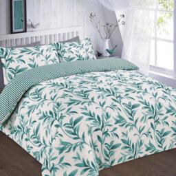 Homes & Linen Luxury Ellie Leaf Printed Floral Reversible Floral Printed Easy Care Reversible Duvet Cover Set - thumbnail 2