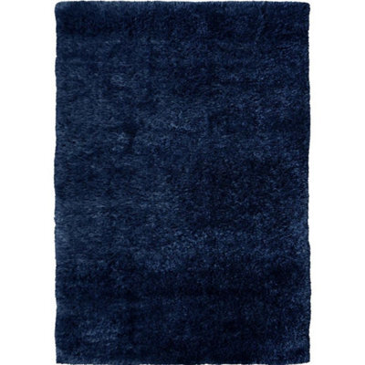 The Rugs Lagom Collection Solid Design Shaggy Rug In Navy - image 1