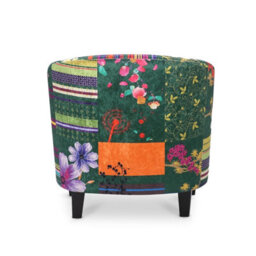 Tub Chair Armchair Club Chair In Green Patchwork Fabric - thumbnail 7