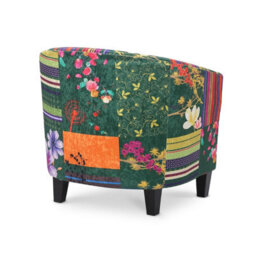 Tub Chair Armchair Club Chair In Green Patchwork Fabric - thumbnail 6