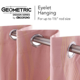Deconovo Blackout Eyelet Curtains Thermal Insulated Gold Wave Line Foil Printed Curtains For Bedroom 66X72 Inch Coral Pink - thumbnail 5