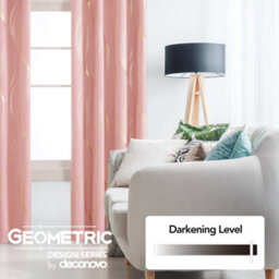Deconovo Blackout Eyelet Curtains Thermal Insulated Gold Wave Line Foil Printed Curtains For Bedroom 66X72 Inch Coral Pink - thumbnail 3