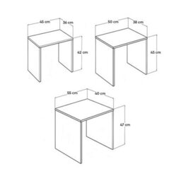 Matt White Nest Of 3 Side Tables Scratch Resistant Easy Clean - thumbnail 2