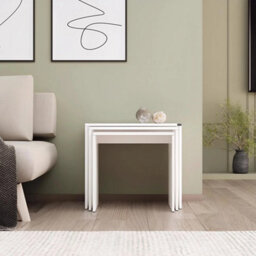 Matt White Nest Of 3 Side Tables Scratch Resistant Easy Clean - thumbnail 4