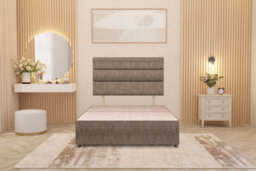 Somnior Beds Somnior Chambery Tweed Fabric 5Ft King Divan Bed Base With Upholstered Headboard Coffee - thumbnail 2