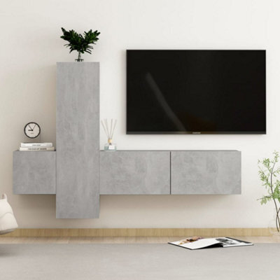 Berkfield 3 Piece Tv Cabinet Set Concrete Grey Engineered Wood - image 1
