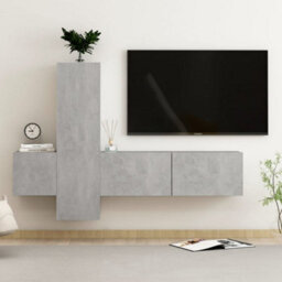 Berkfield 3 Piece Tv Cabinet Set Concrete Grey Engineered Wood - thumbnail 1